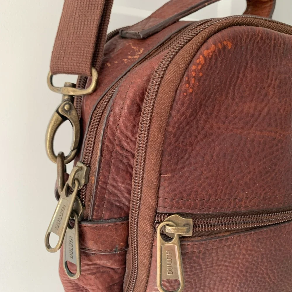 Vintage Duluth‎ Trading Lifetime Brown Leather Travel Messenger Crossbody Bag